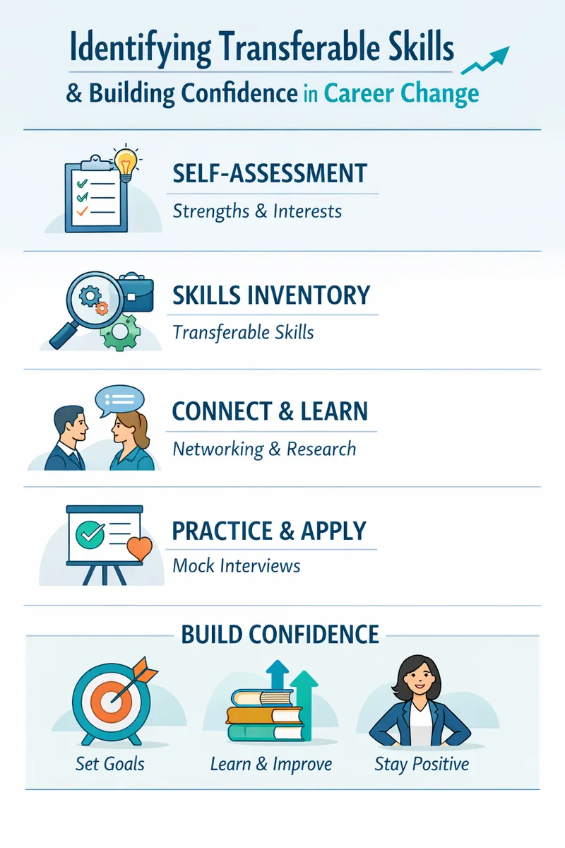 An overview of steps to identify transferable skills and build confidence during career change