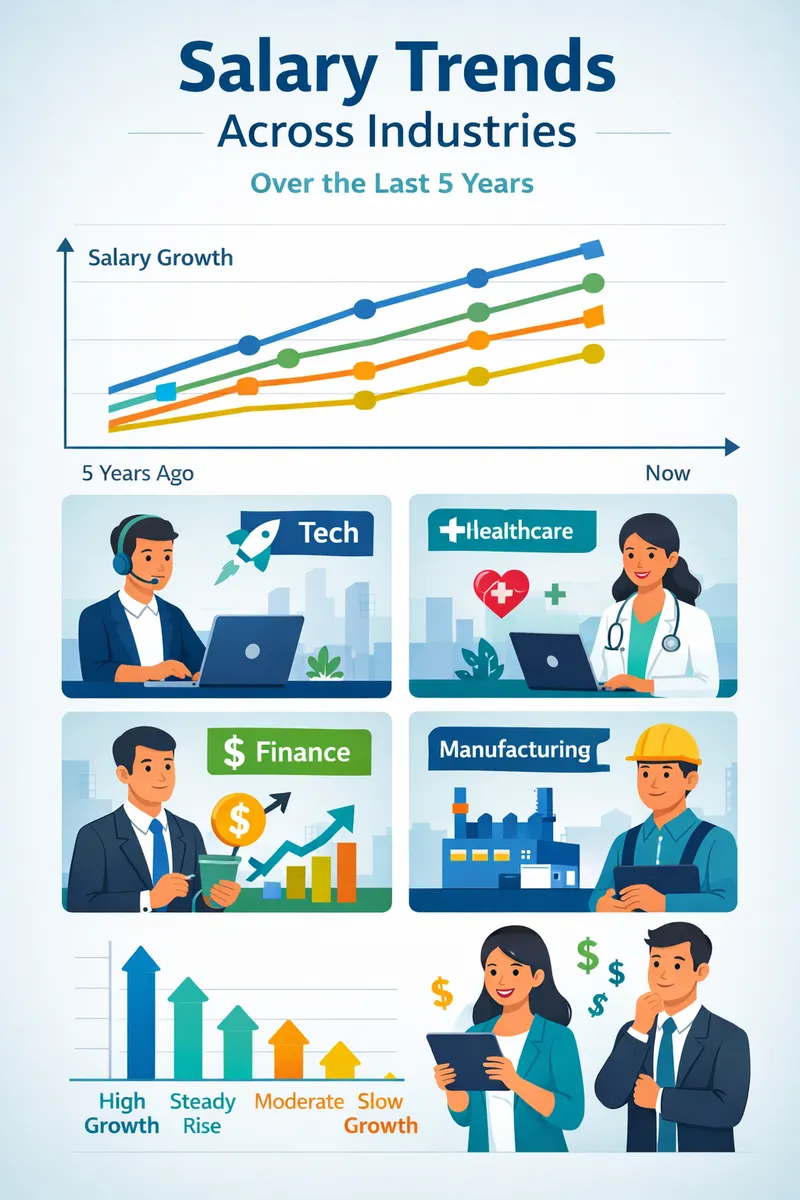 A visual representation comparing salary trends across different industries over the last five years.
