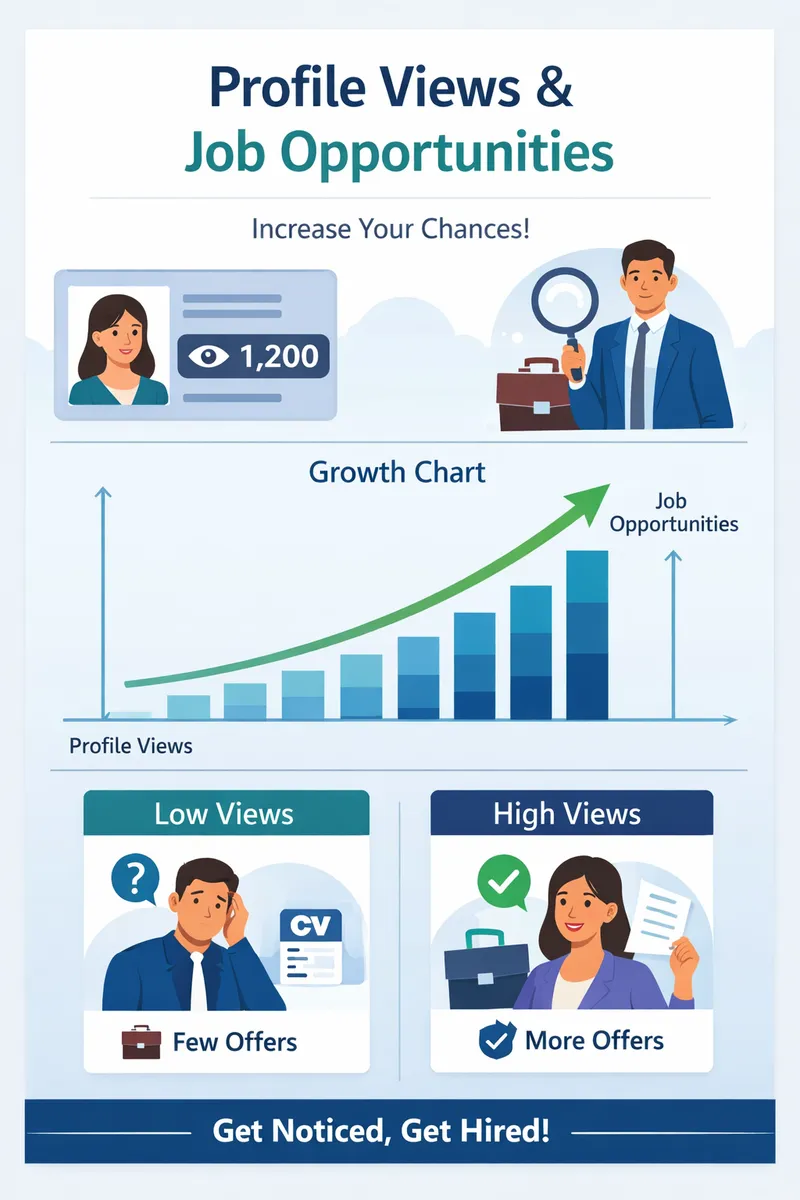 Visual representation depicting the correlation between profile views and job opportunities.